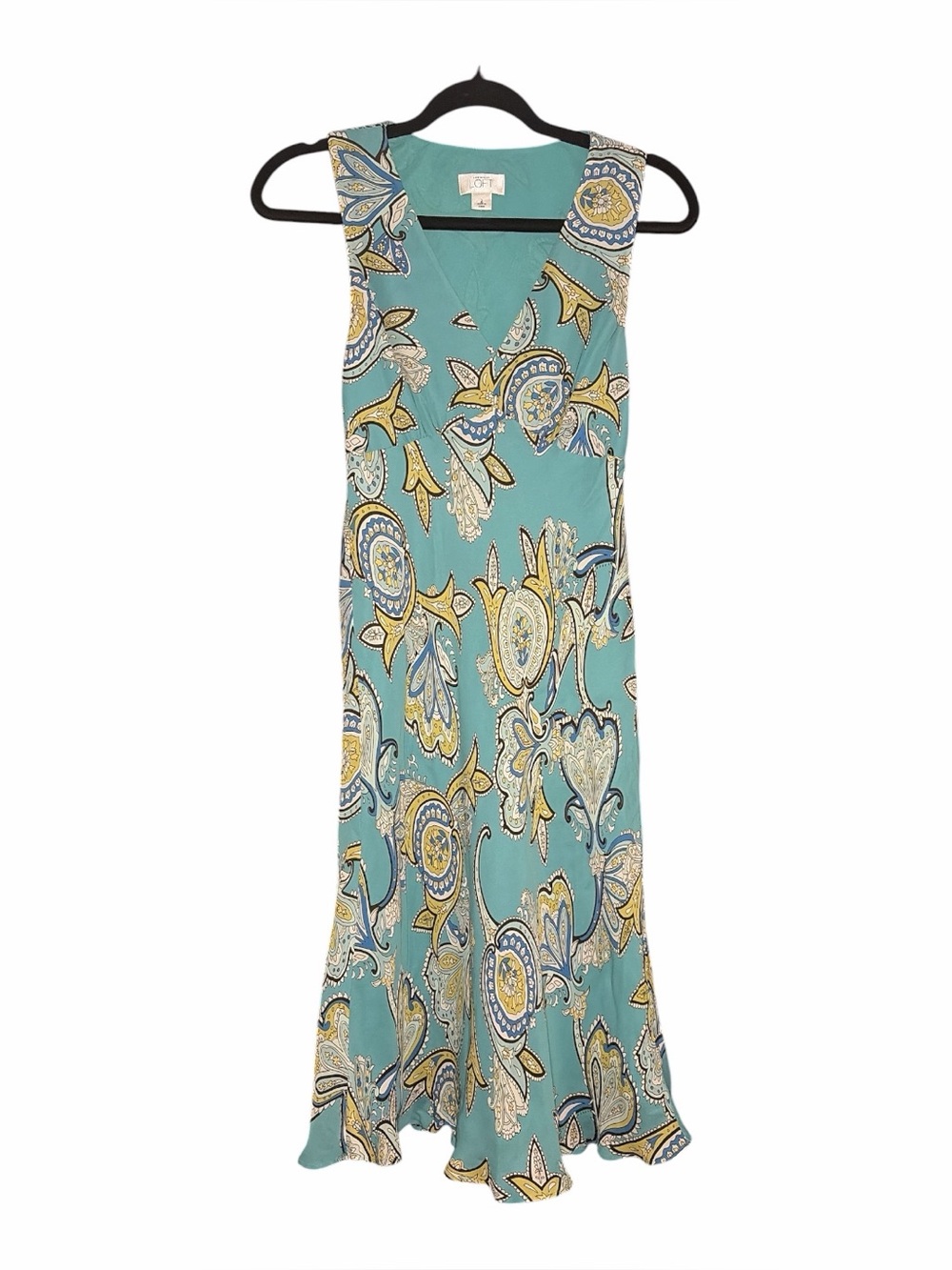 Ann Taylor Loft Size 2 Sleeveless Teal Paisley Maxi Dress